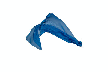 wavy blue silk scarf isolated on white background