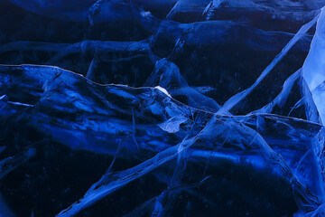 ice texture cracks baikal, abstract background winter ice transparent blue