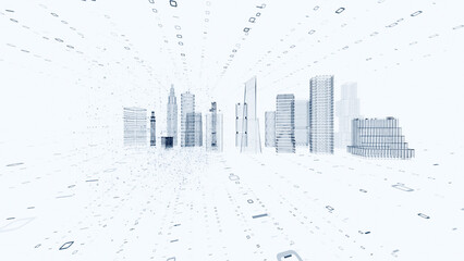 スマートシティ、デジタル社会のイメージ　5Gテクノロジー背景