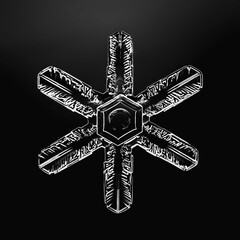 snowflake isolated on black background natural photo crystal winter design