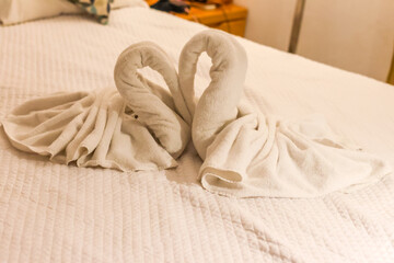 Fototapeta na wymiar Hotel Swan Towel Decoration