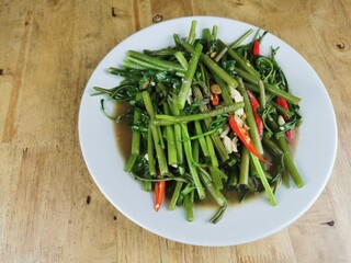 Stir-fried Water Spinach​ in a ready-to-eat dish