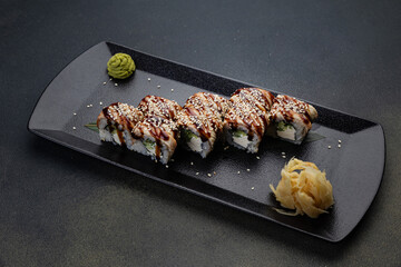 delicious rolls in a Japanese restaurant
