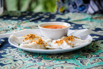 Traditional food on a white plate