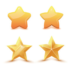 Gold stars isolated. Stars for games. UI game design.
