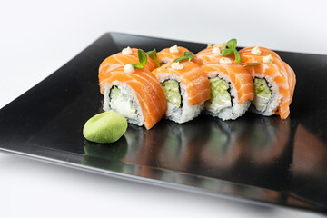 delicious rolls in a Japanese restaurant

