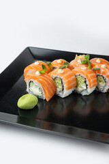 delicious rolls in a Japanese restaurant
