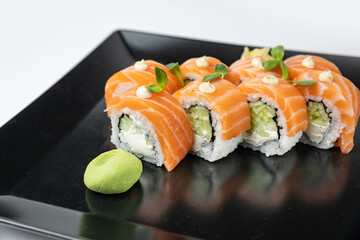delicious rolls in a Japanese restaurant
