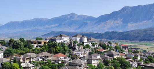 Naklejka premium Panoramic view of Gjirokaster, Albania