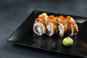 delicious rolls in a Japanese restaurant
