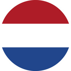 Netherlands  flag in circle shape isolated  on  transparent  background