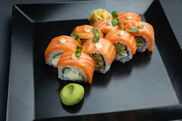 delicious rolls in a Japanese restaurant
