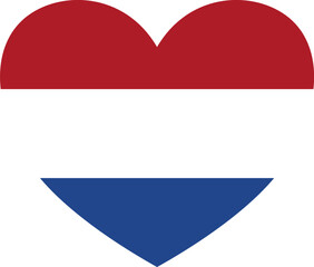 Netherlands  flag in heart shape isolated  on  transparent  background