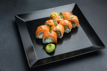 delicious rolls in a Japanese restaurant
