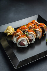 delicious rolls in a Japanese restaurant
