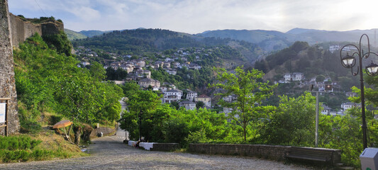 Pebble path to Gjirokaster Museum, Albania