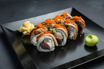 delicious rolls in a Japanese restaurant
