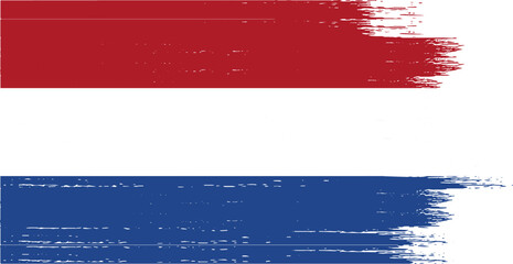 Netherlands  flag with brush paint textured  on  white background