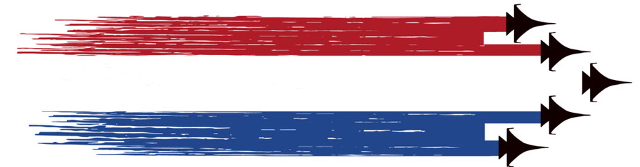 Netherlands flag with military fighter jets isolated   background