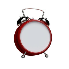 Abstract alarm clock with blank dial on white background. 3D rendering..