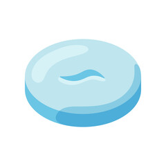 Bar of blue soap vector illustration. Soap for cleaning, washing isolated on white background, basic geometric shape for kindergarten or school children. Hygiene, education, geometry concept for kids