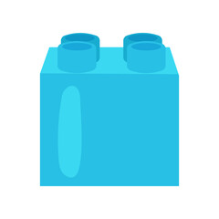 Blue block or puzzle piece vector illustration. Plastic brick for small constructions, geometric shape for kindergarten or school children. Childhood, entertainment, geometry concept for kids