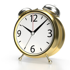 Alarm clock on white background. 3D rendering