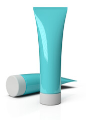 Cream tubes on white background, isolated. 3D rendering