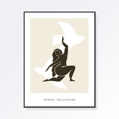 Modern trendy minimalistic Matisse style. Abstract body art design for print, cover, wallpaper, minimal wall art. Artistic drawing of a silhouette in a mystical and abstract form.