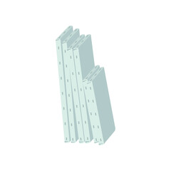 Paper boxes with pencils isolated on white. Art supplies for classroom, bottles of paint, tools or artists for painters background vector illustration. Art, equipment concept