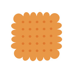 Cracker cookie with holes vector illustration. Salty biscuit or pastry for lunch at school or office isolated on white background. Lunch break, food concept