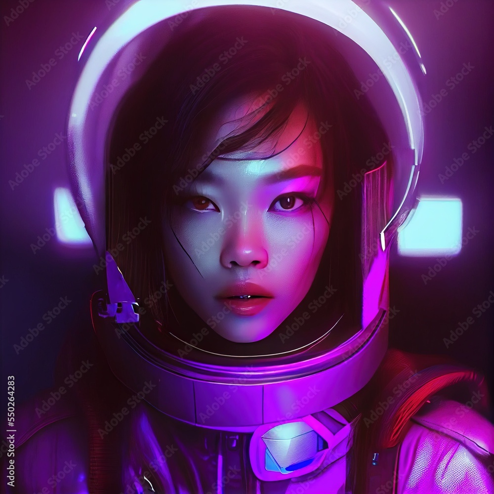 Wall mural a fictional person, not based on a real person. portrait of an fictional astronaut in a spacesuit. h