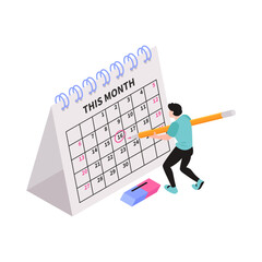 Isometric Accounting Calendar Composition