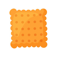 Orange cookie or cracker vector illustration. Snack of square shape on white background, basic geometric shape for kindergarten or school children. Food, education, geometry concept for kids