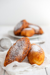 Fried patties with cherries and strawberries, homemade food
