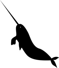 Black silhouette of animal narwhal. Vector image