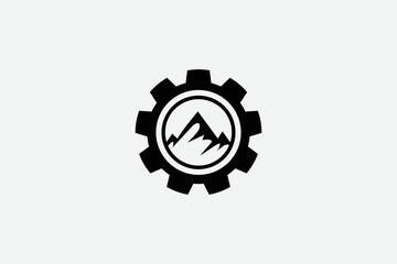 Mountain gear icon design template is creative and easy