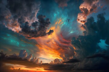 Naklejka premium A dramatic overcast sky. Suitable for scenes of alien invasion, hell, apocalypse etc. 