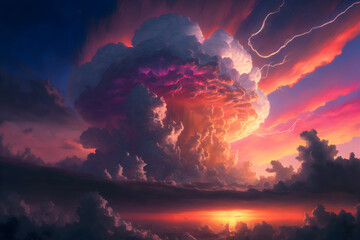 Fototapeta premium A dramatic overcast sky. Suitable for scenes of alien invasion, hell, apocalypse etc. 