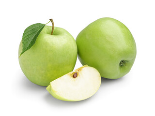 Juicy green apples isolated on white background