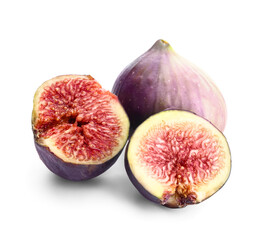 Delicious ripe figs isolated on white background