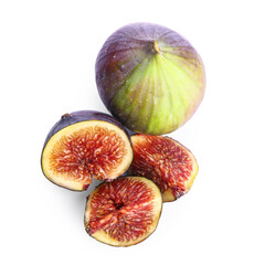 Delicious ripe figs isolated on white background
