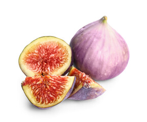 Delicious ripe figs isolated on white background