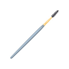 Lash and brow makeup brush vector illustration. Cosmetic tool for face paint, lashes and eyebrows isolated on white background. Beauty, makeup, cosmetology concept