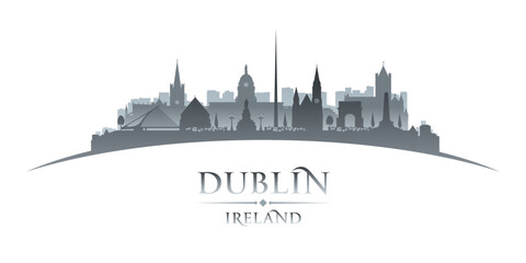 Fototapeta premium Dublin Ireland city silhouette white background