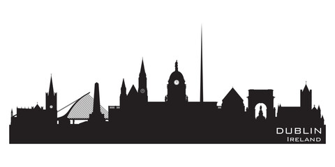 Obraz premium Dublin Ireland city skyline vector silhouette