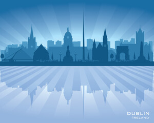 Dublin Ireland city skyline vector silhouette