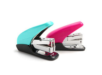 Office staplers isolated on white background