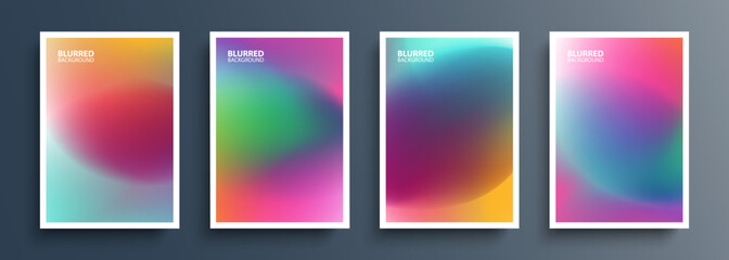 Set of abstract blurred multicolored backgrounds with vibrant color gradients. Bright color templates collection for brochures, posters and covers. Vector illustration.