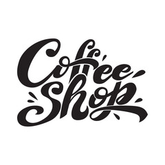 Obraz premium Calligraphy Lettering Coffee. Coffee logo brand marketing Concept. Vector Illustration. 